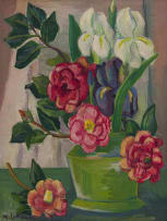 Maggie Laubser; Irises and Camellias in a Vase