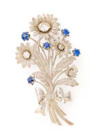 Floral sapphire and diamond brooch