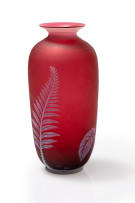 A dark pink cameo glass vase