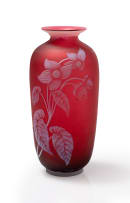A dark pink cameo glass vase