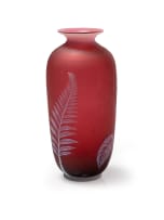 A dark pink cameo glass vase