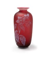 A dark pink cameo glass vase