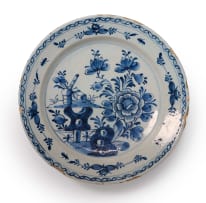 Large Dutch Delft charger with still life and flowers