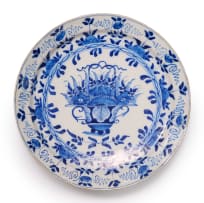 A Dutch Delft blue and white dish, 18th century