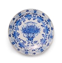 A Dutch Delft blue and white dish, 18th century