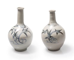 Pair of Japanese Tokkuri sake bottles