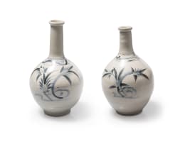 Pair of Japanese Tokkuri sake bottles