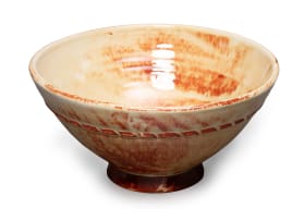 A cream and russet double-glazed bowl with rope motif