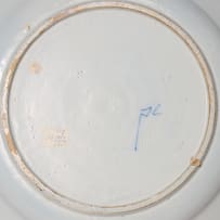 Blue and white Dutch Delft plate with yellow rim