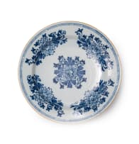 Blue and white Dutch Delft plate with yellow rim