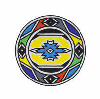 Esther Mahlangu; Untitled ( Circular Ndebele Pattern with Blue Centre)