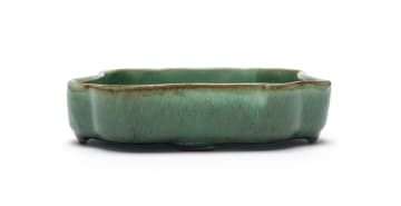 Globe Potteries; Rectangular dish with wavy rim