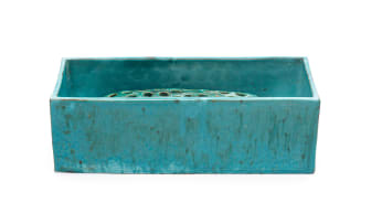 Globe Potteries; Rectangular trough with flower frog, two