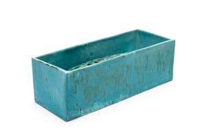 Globe Potteries; Rectangular trough with flower frog, two