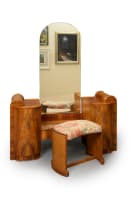 Art Deco walnut dressing table with mirror and stool