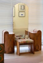 Art Deco walnut dressing table with mirror and stool