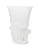 Lalique; Lalique 'Quetzalcoatl' clear and frosted crystal vase