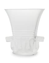 Lalique; Lalique 'Quetzalcoatl' clear and frosted crystal vase