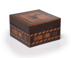 Stinkwood and yellowwood inlaid trinket box, 19th century