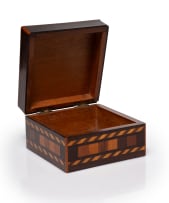 Stinkwood and yellowwood inlaid trinket box, 19th century