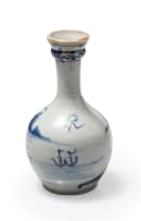 Chinese bottle vase with house and river scene, late 18th century