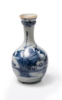 Chinese bottle vase with house and river scene, late 18th century