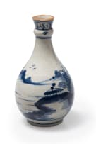 Pair of Chinese blue and white bottle vases, late 18th century