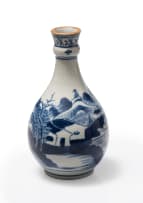 Pair of Chinese blue and white bottle vases, late 18th century