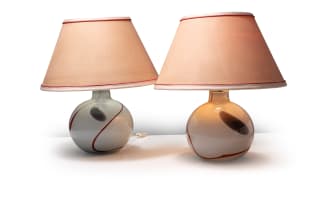 Pair of David Reade glass lamps, 20th century
