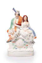 Pair of large Staffordshire Scottish Highlander couple, circa 19th century