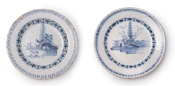 Pair of Liverpool Delft plates
