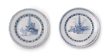 Pair of Liverpool Delft plates