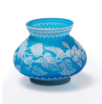 A blue cameo glass vase