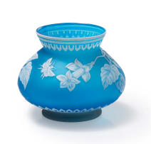A blue cameo glass vase