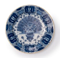 A Dutch Delft blue and white dish, 18th century