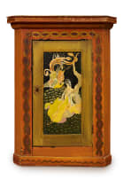 Hanging corner cupboard painted by Freida Lock, 20th century