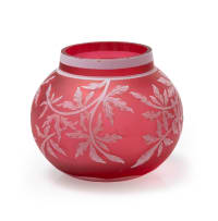 A dark pink cameo glass vase