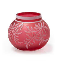 A dark pink cameo glass vase
