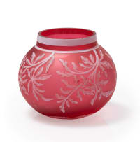 A dark pink cameo glass vase