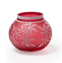 A dark pink cameo glass vase