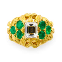 Emerald and diamond dress ring