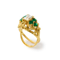 Emerald and diamond dress ring
