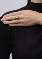Emerald and diamond dress ring