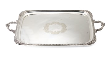 A George V silver plate tray, Walker & Hall, Sheffield, 1929