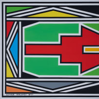 Esther Mahlangu; Untitled (Ndebele Pattern with Red Centre), Diptych