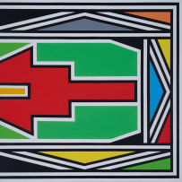 Esther Mahlangu; Untitled (Ndebele Pattern with Red Centre), Diptych
