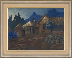 Nils Andersen; Buildings in a Landscape with Distant Mountains