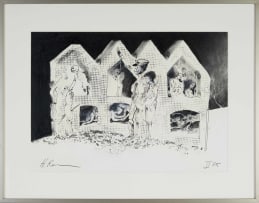 Harold Rubin; Untitled (Morgue with Fascist Figures and Skeletons)
