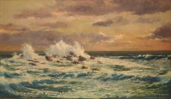 Otto Klar; Seascape with Crashing Waves