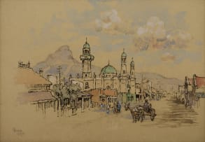 Gregoire Boonzaier; Cape Street Scene with Mosque